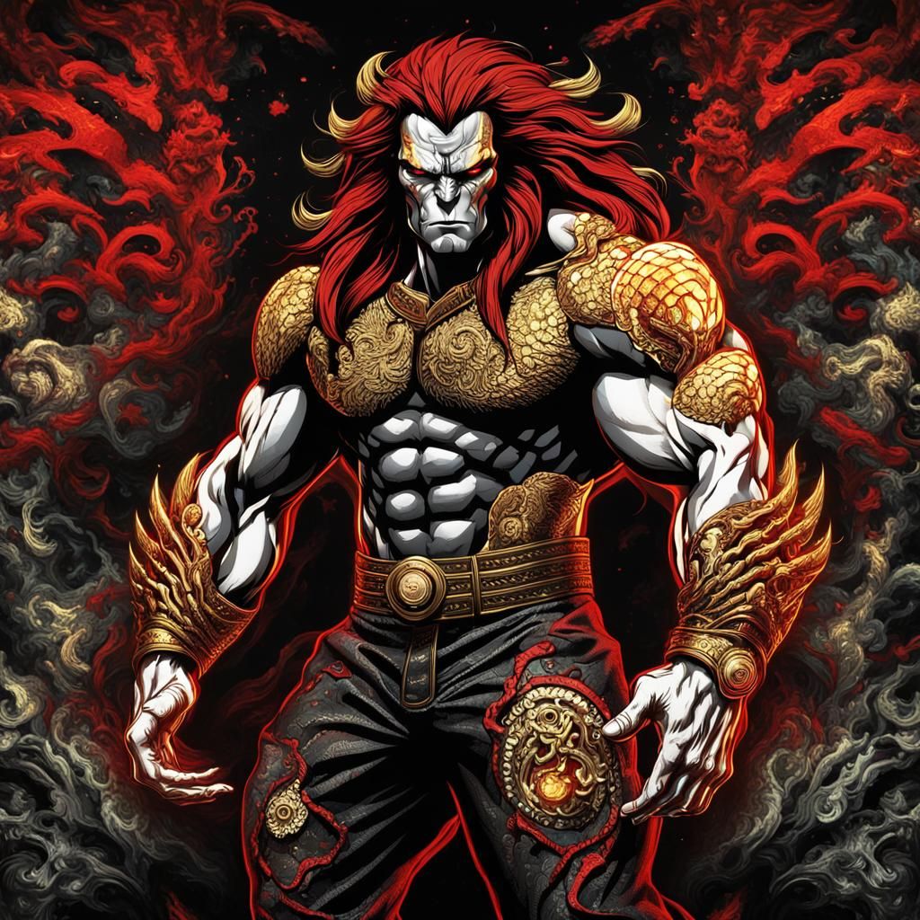 Photoluminescent Muscle Man in Graffiti Art Style