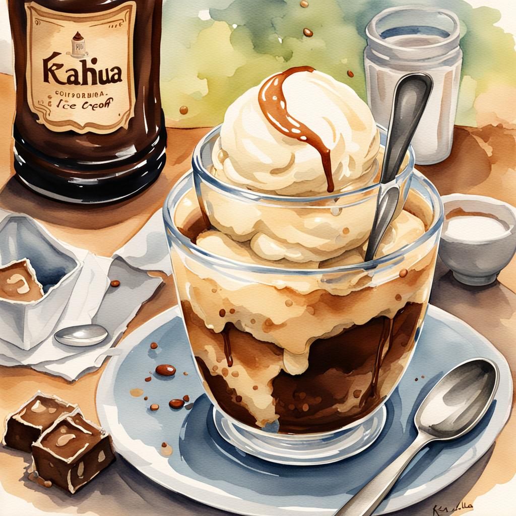 Watercolor Storybook Illustration of Affogato Dessert