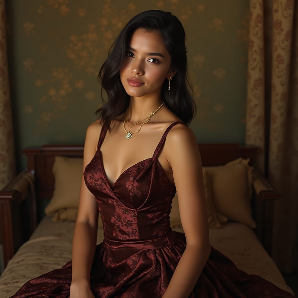 Elegant Woman in Gown: Art Nouveau Style