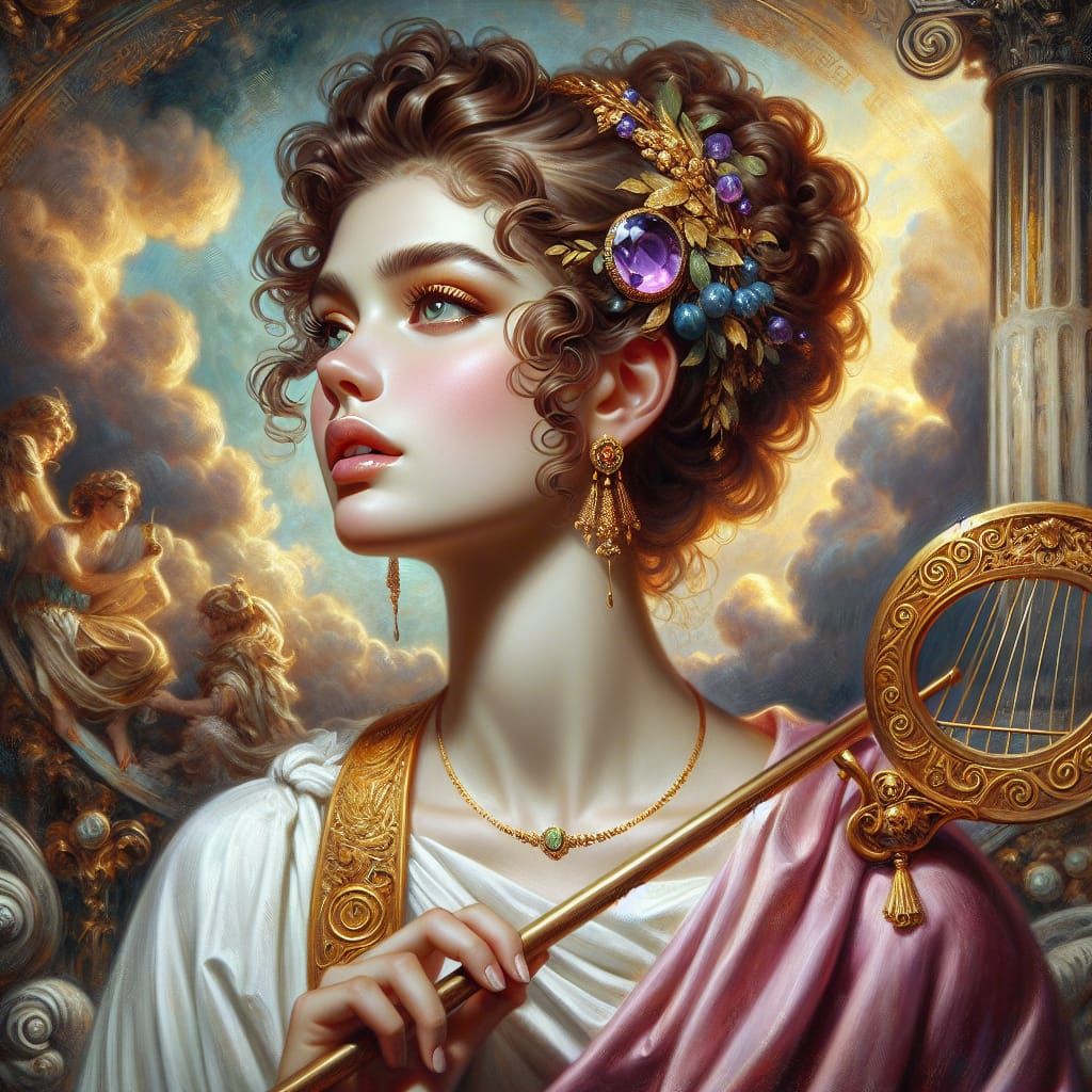 Cephisso: Greek Goddess of Inspiration in Baroque Style