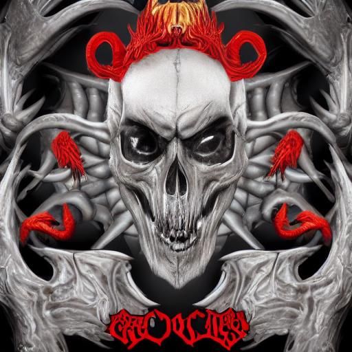 Horrific Blood God Skull with Horns in High Resolution