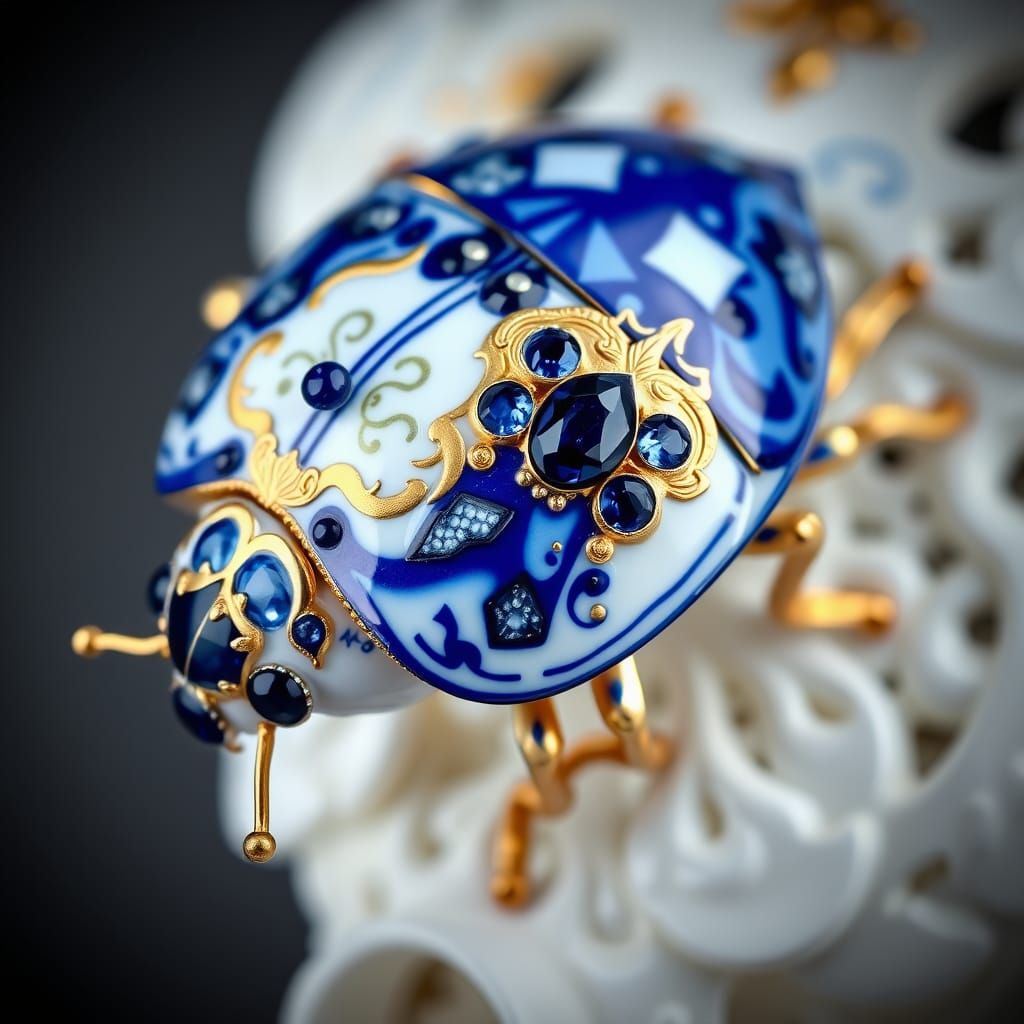 Porcelain Ladybug with Fabergé-Inspired Jewels