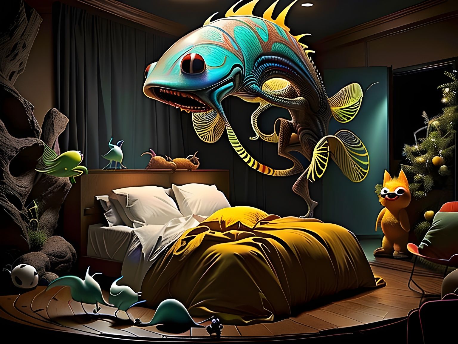Alien Cartoon Party in Surreal 3D Render