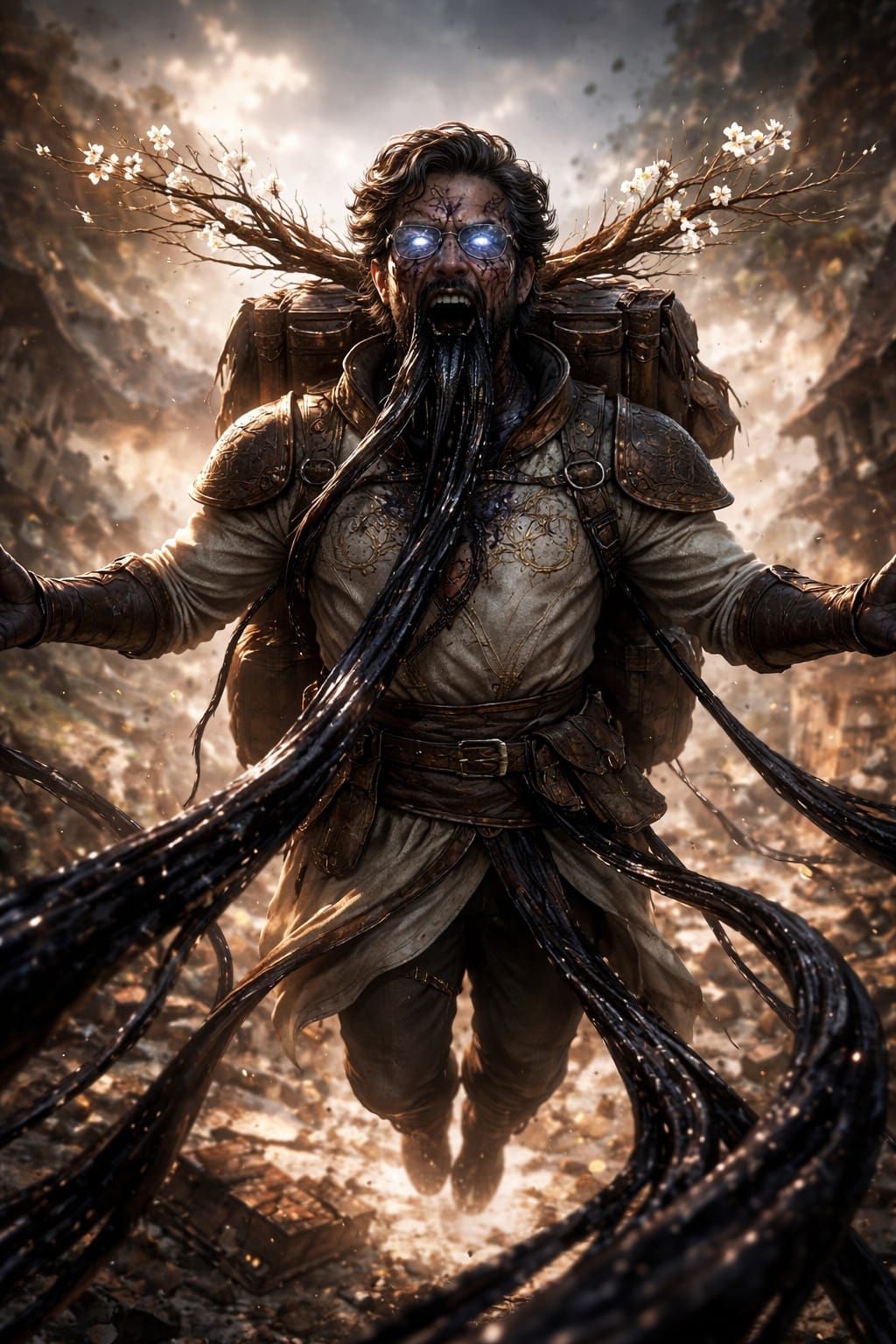 Mystical Adventurer with Nature Accents and Arcane Tunic