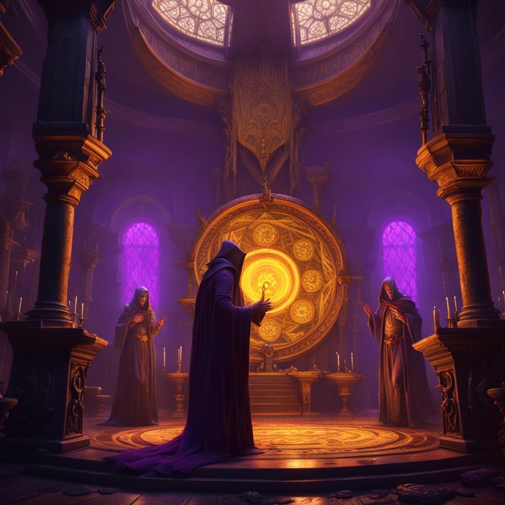 Dark Fantasy Cultist Ritual in Deep Color