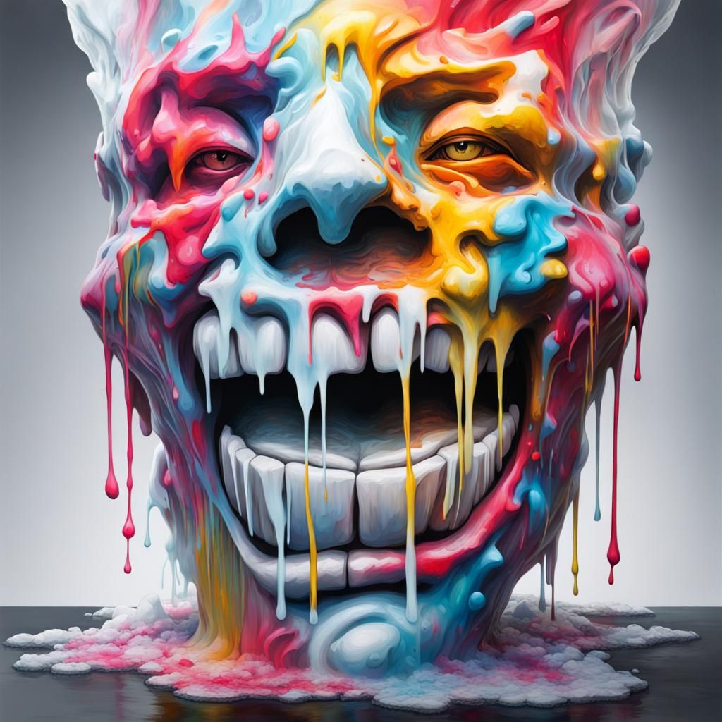 Melting Graffiti Ice Sculpture in Street Art Style