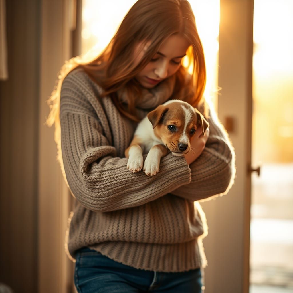 Cozy Rescue: Woman Shelters Shivering Puppy