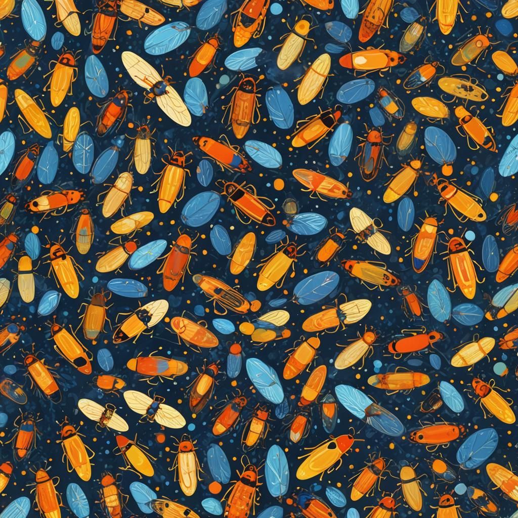 Abstract Cicada with Complementary Colors