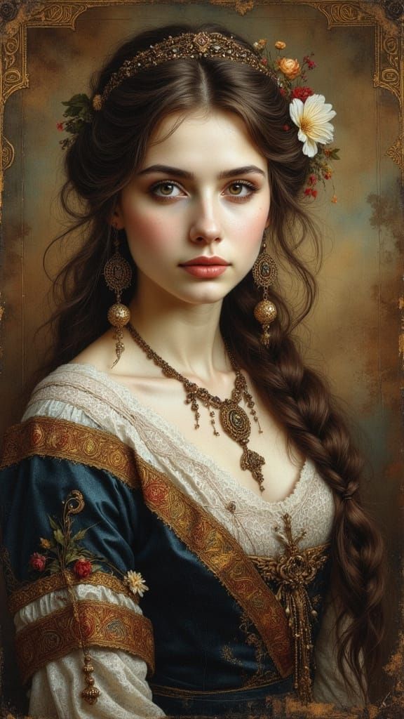 Portrait of Ukrainian Woman with Hyperreal Ink Effects