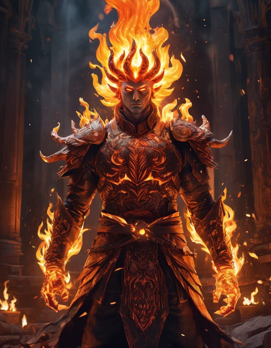 Nordic Fire God Oil Painting in Hyperrealistic Style