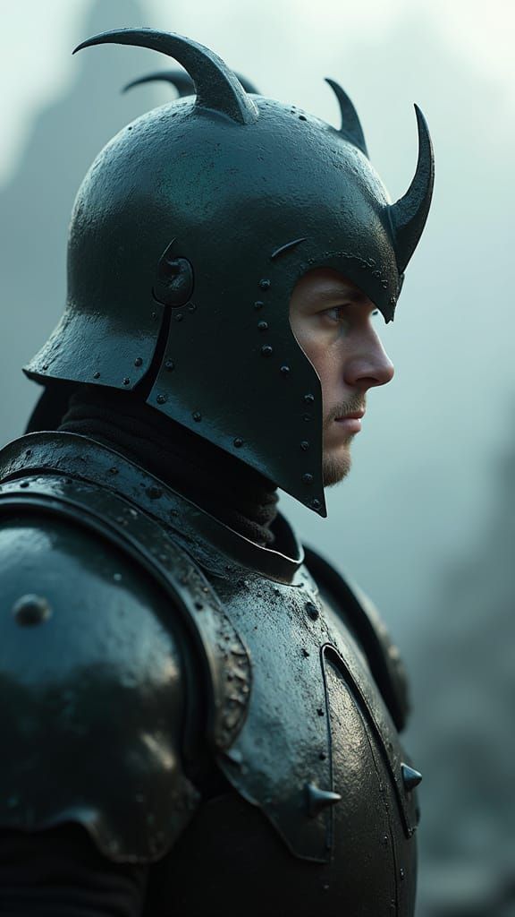 Solemn Warrior in Obsidian Armor with Spectral Sheen