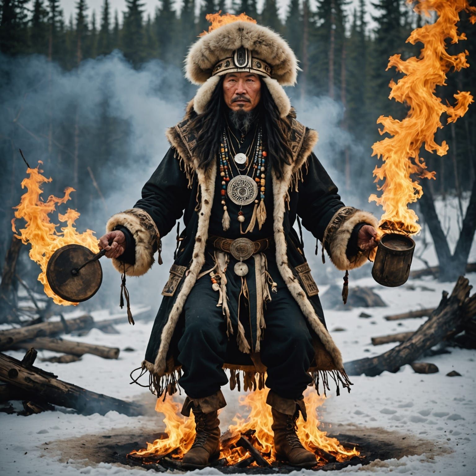 Shamanic Ritual in a Starry Night