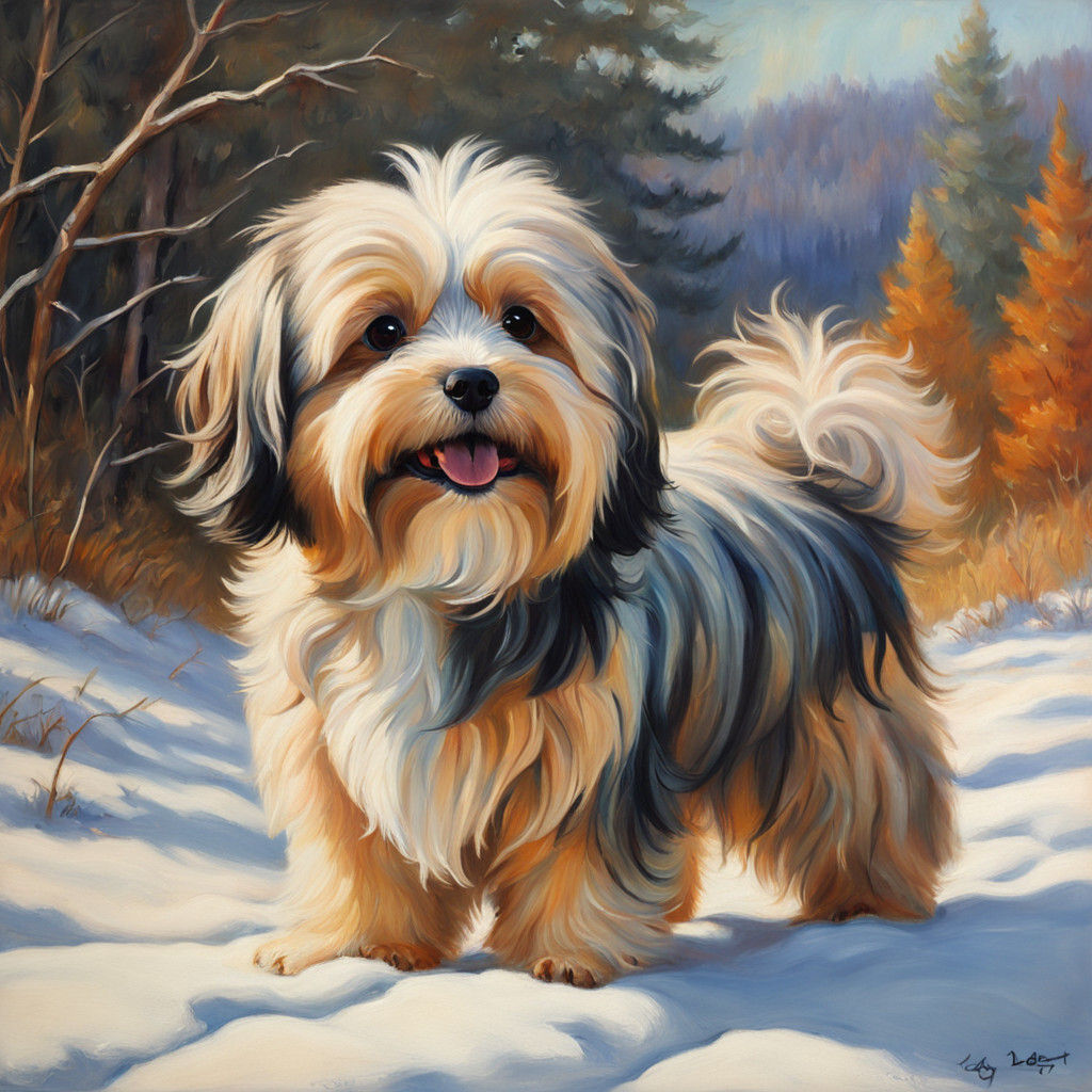 Impressionist Havanese Dog in Warm Bustle