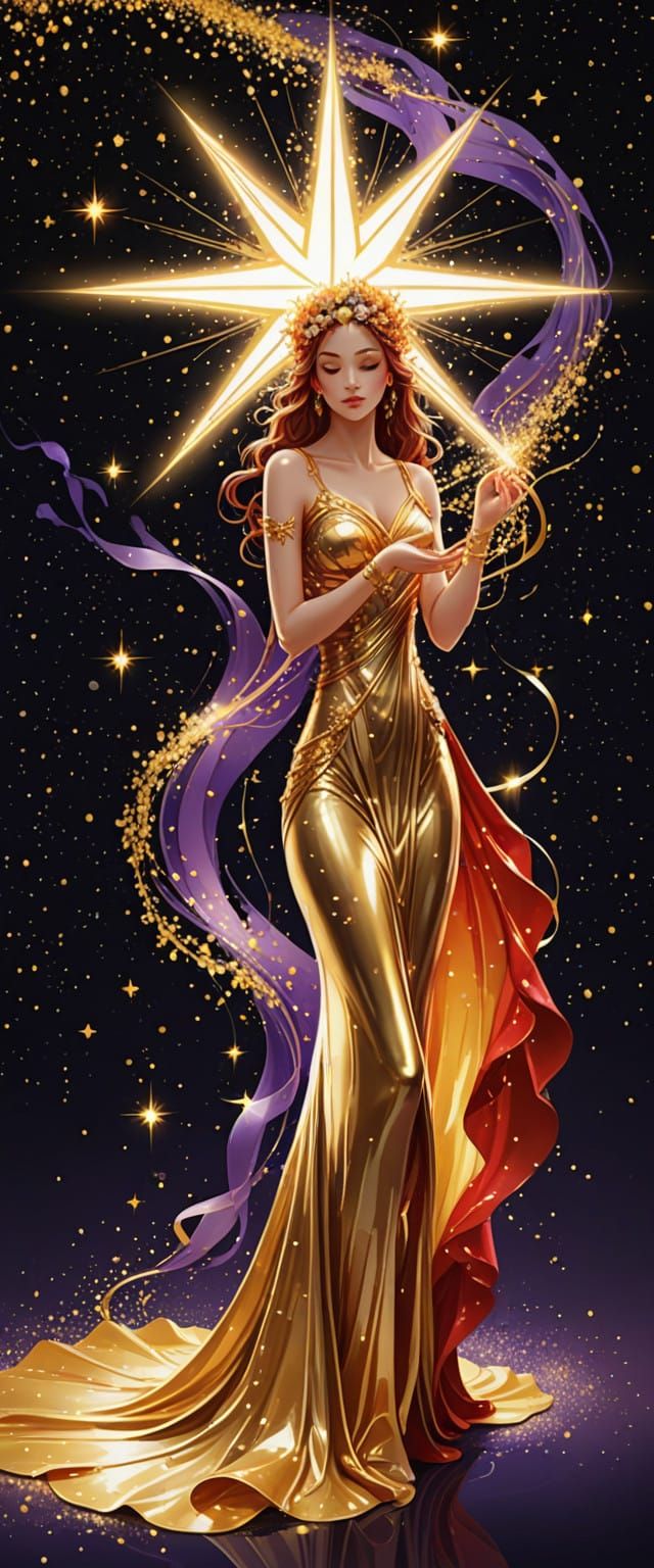 Divine Star Goddess in Ethereal Movement