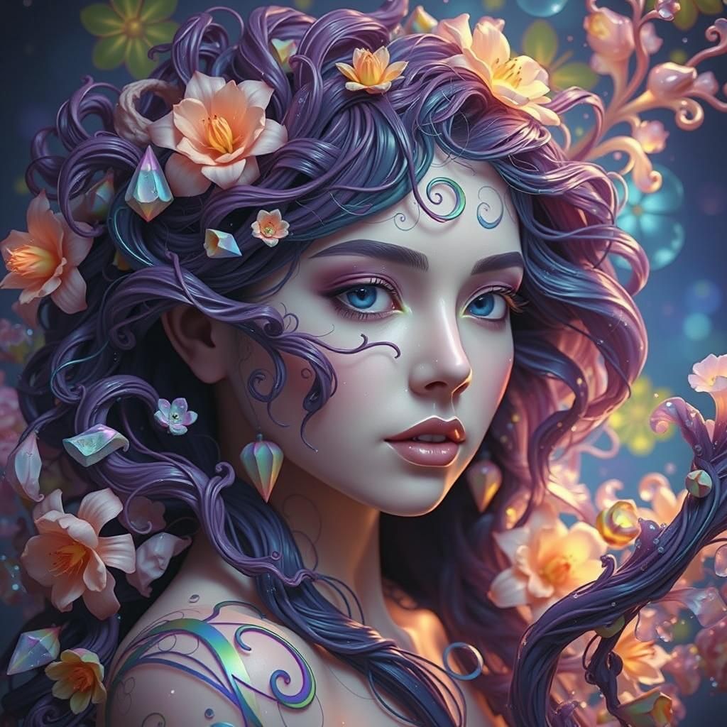 Gemstone Dissolving into Molten Wax in Digital Art