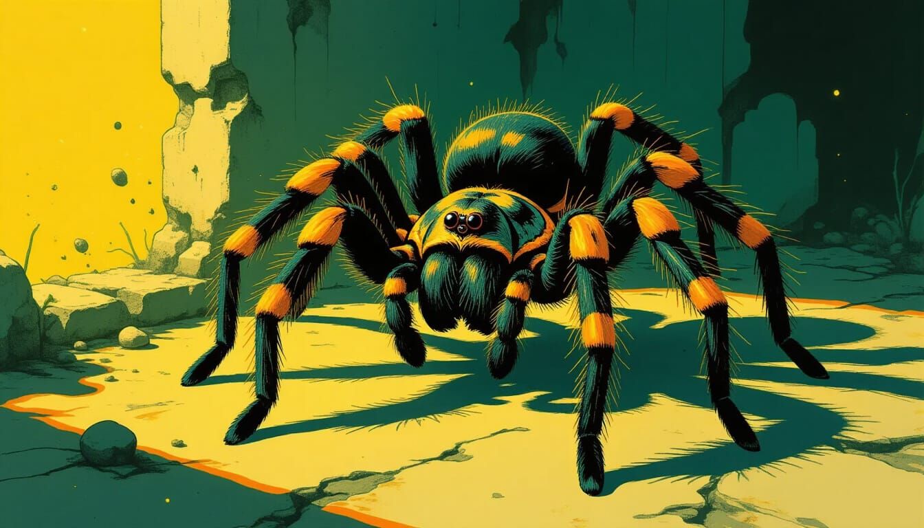 Tarantula Sketch with Romanticism and Surreal Elements