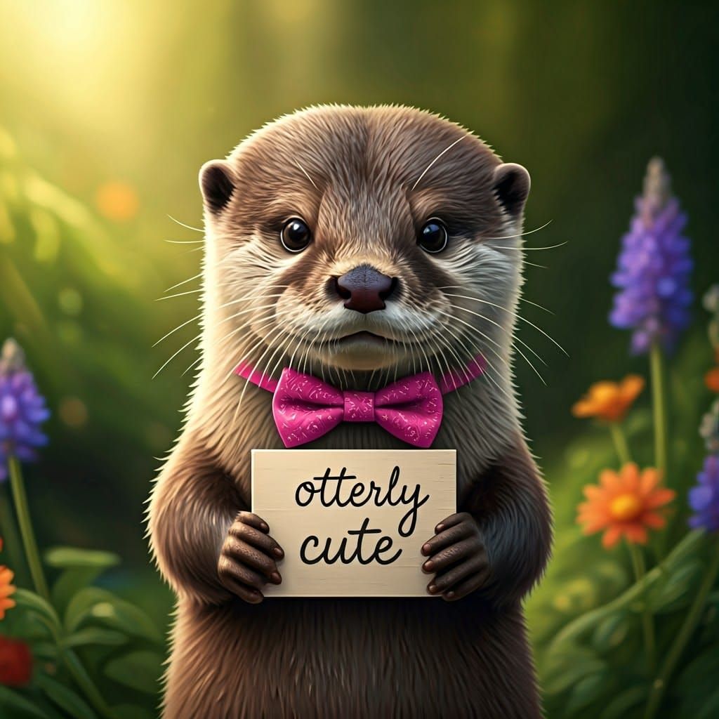 Otter with Bow Tie in Whimsical Style