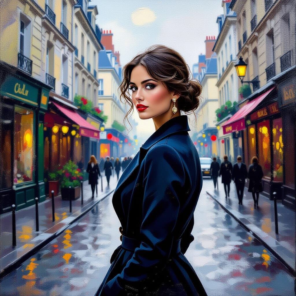 Paris Street Scene in Impressionist Style