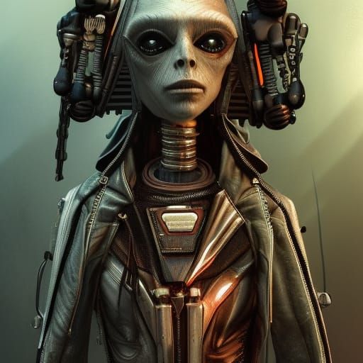 Cyberpunk Cyborg Hacker in Dystopian Tech Art