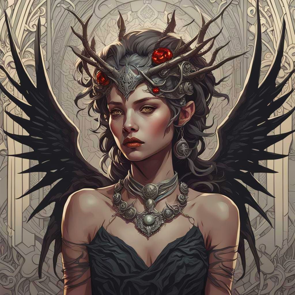 Gothic Dark Fantasy Queen with Thorn Adornments