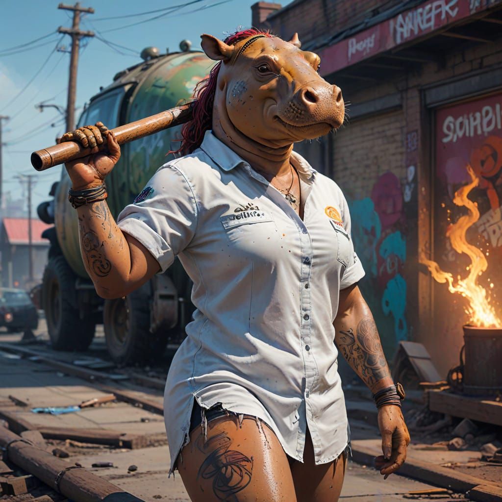 Golden Skinned Female Fighter with Urban Attitude