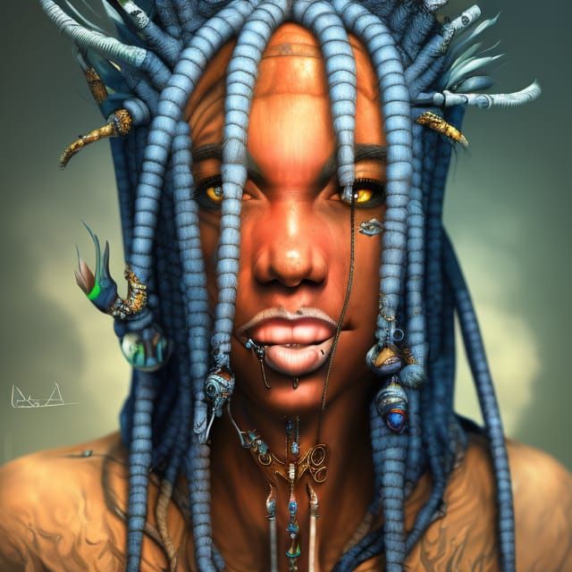 Hyperrealistic Shaman Portrait in Digital Painting Style