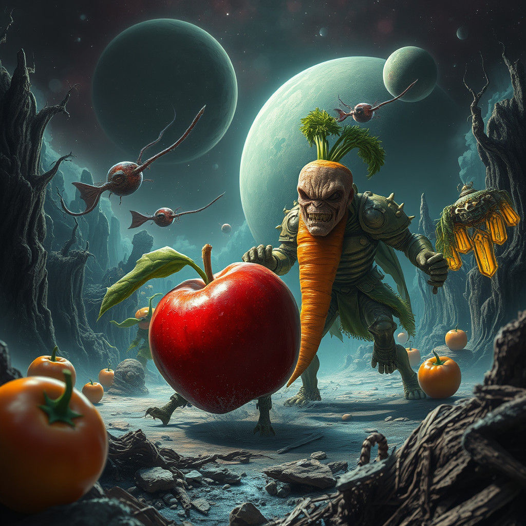 Fruits and Vegetables at War on Mystic Planet