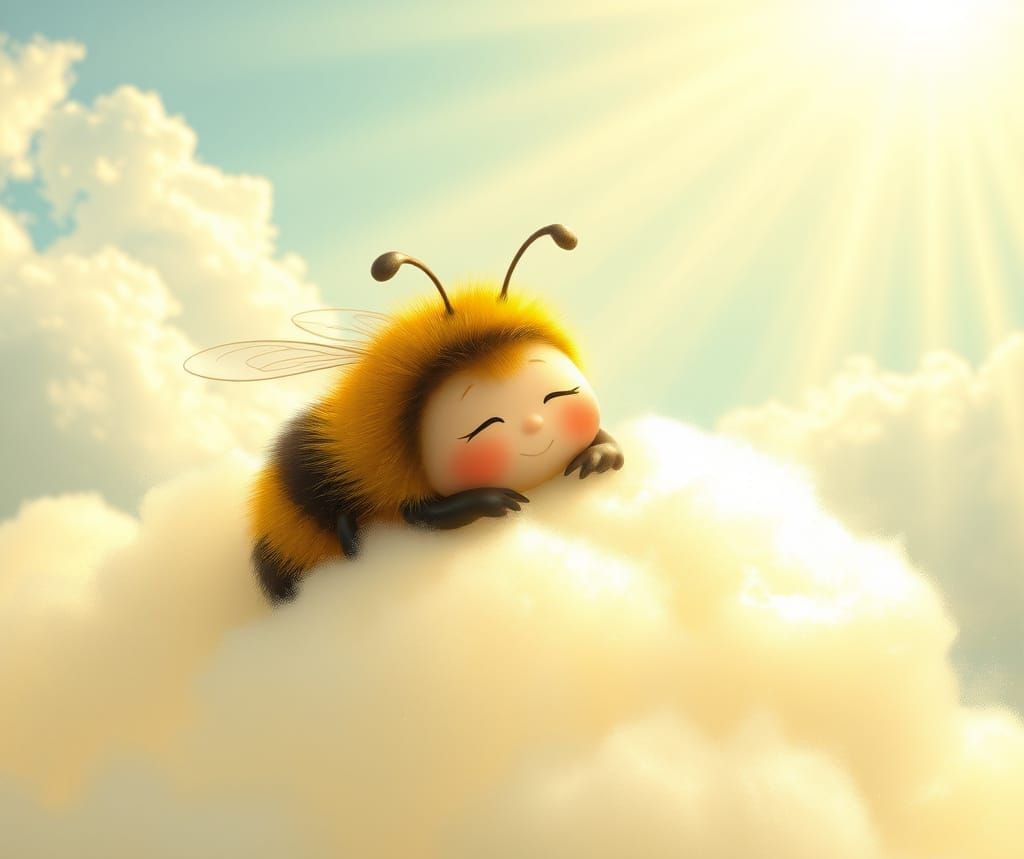 Bumblebee Sleeps Peacefully on Pollen Cloud