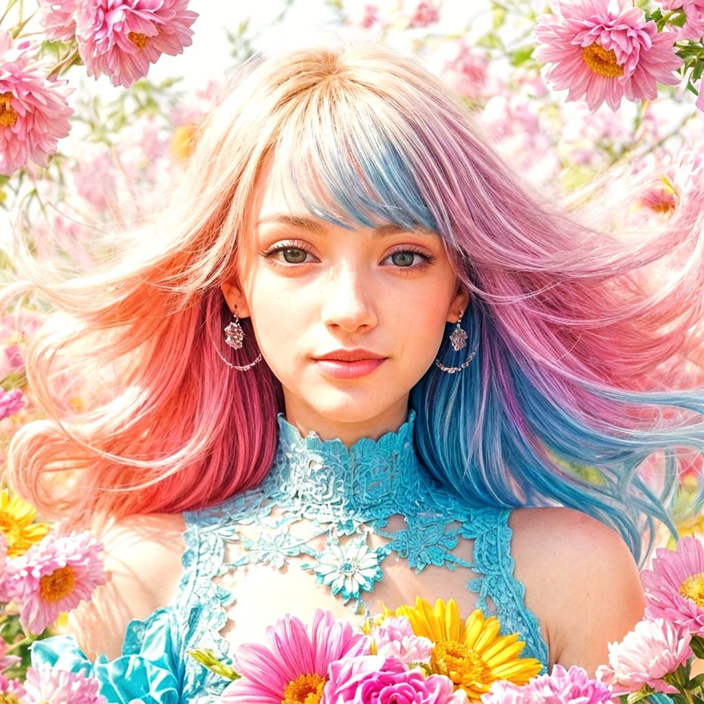 Bright Floral Scene Conveying Love and Wonder