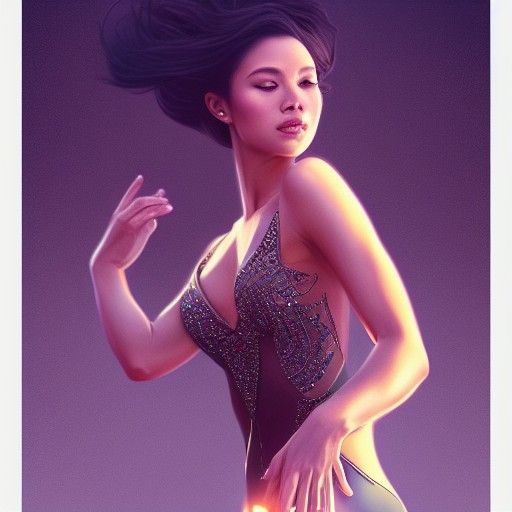 Beautiful Dancing Woman in Cel-Shaded Digital Art