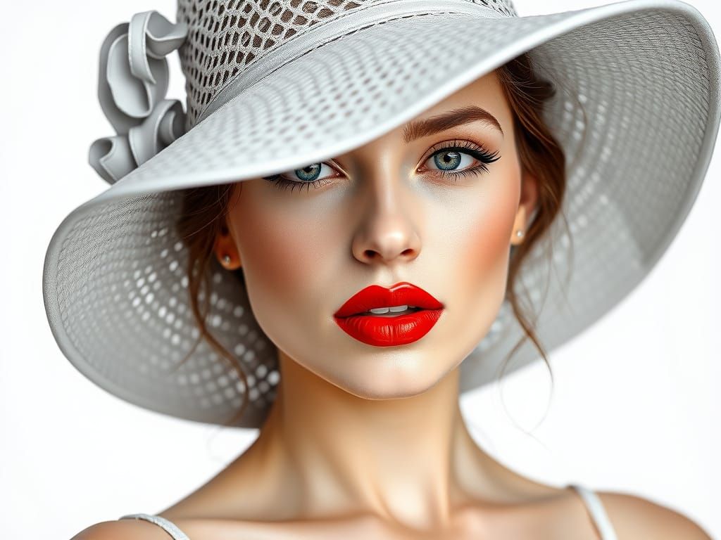 Striking Portrait of Woman in Hat, High Key Lighting