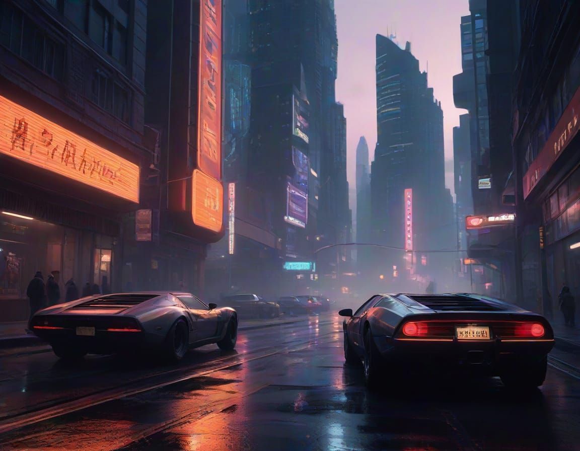 Futuristic Metropolis on Cliff's Edge in Cyberpunk Style