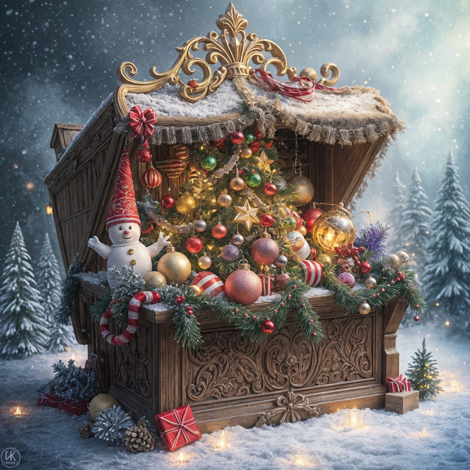 Christmas Decorations in a Majestic Ornate Box