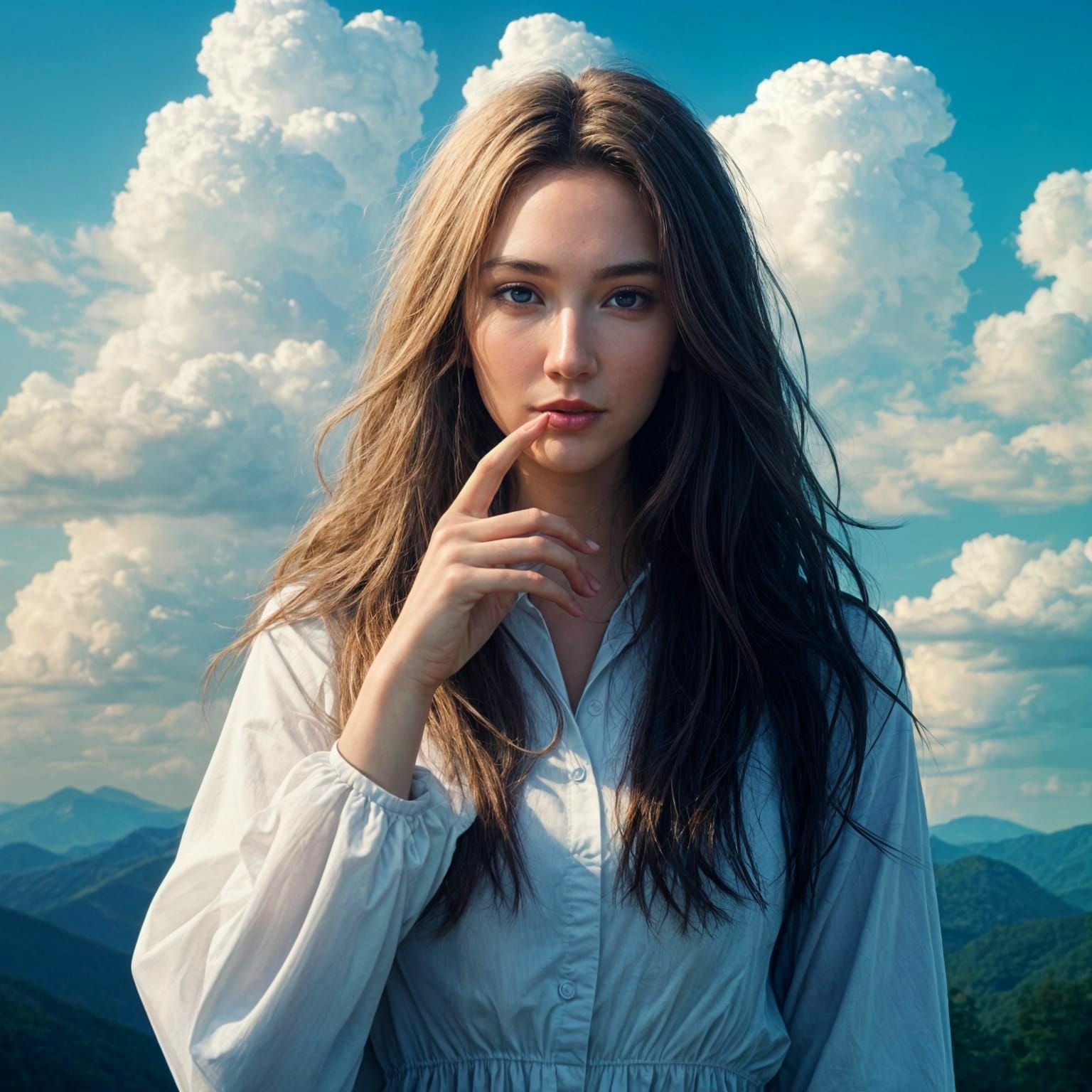 Dreamlike Clouds Paint Sky in Ethereal Landscape