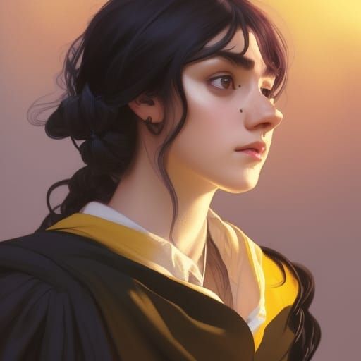 Hufflepuff Student Portrait in Detailed Art Style