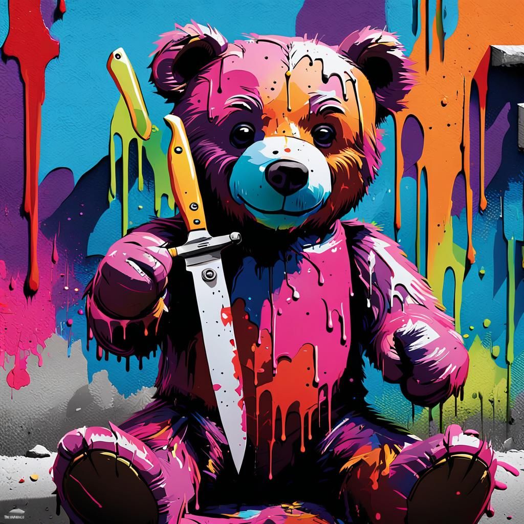 Urban Pop Art: Teddy Bear with Knife