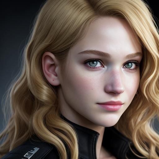 Confident Blonde Woman Portrait with Sinister Smile