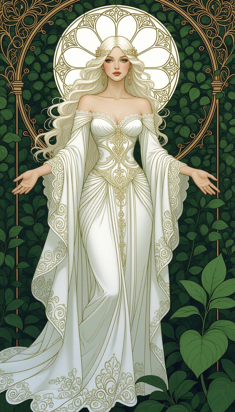 Goddess with Lace Skin in Mystical Realism Style