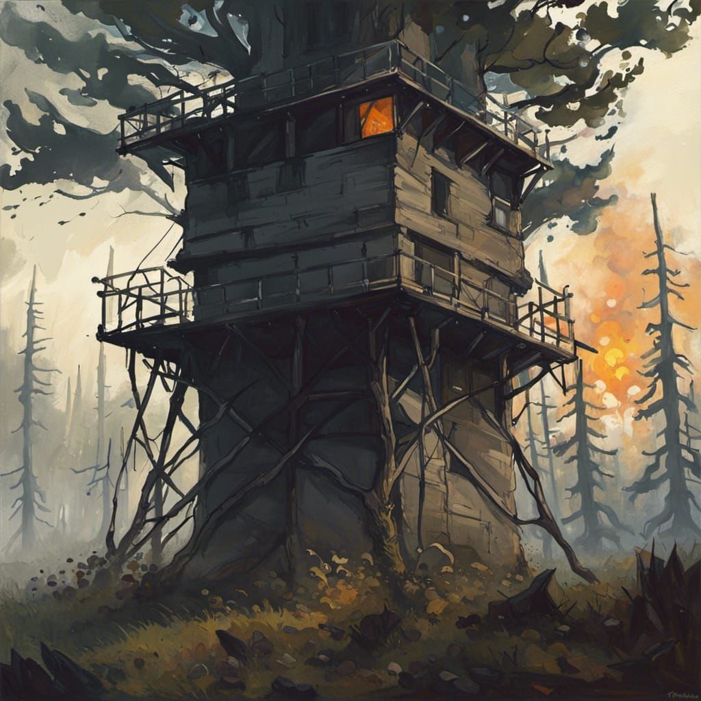 Sinister Fire Watch Tower in Evil Forest