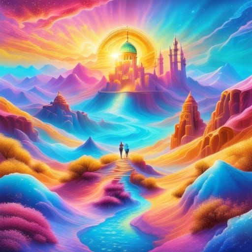 <lora:Vibrant Landscapes:1.0> reate a vivid and imaginative ...