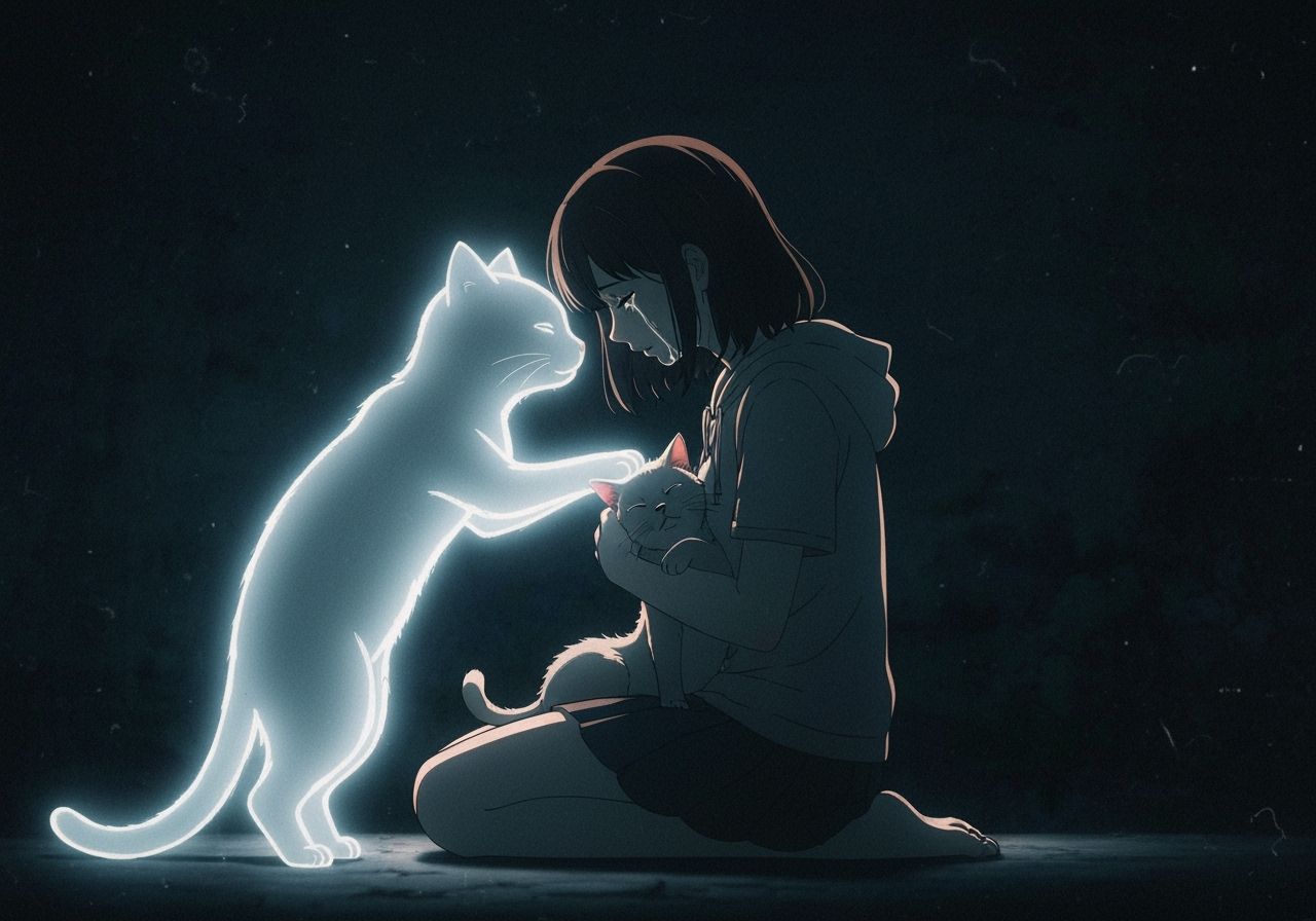 Anime-Inspired Image of Grief and Spiritual Comfort