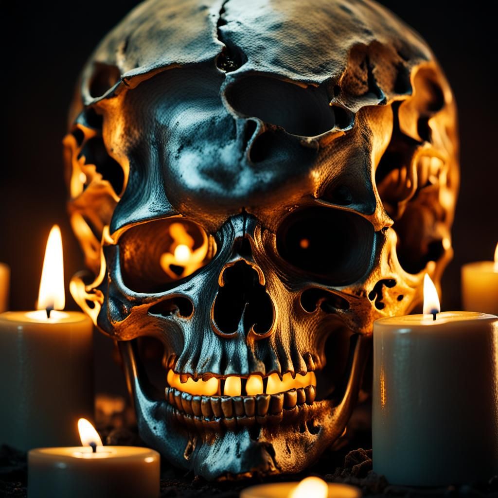 A Glowing Skull in Darkened Splendor