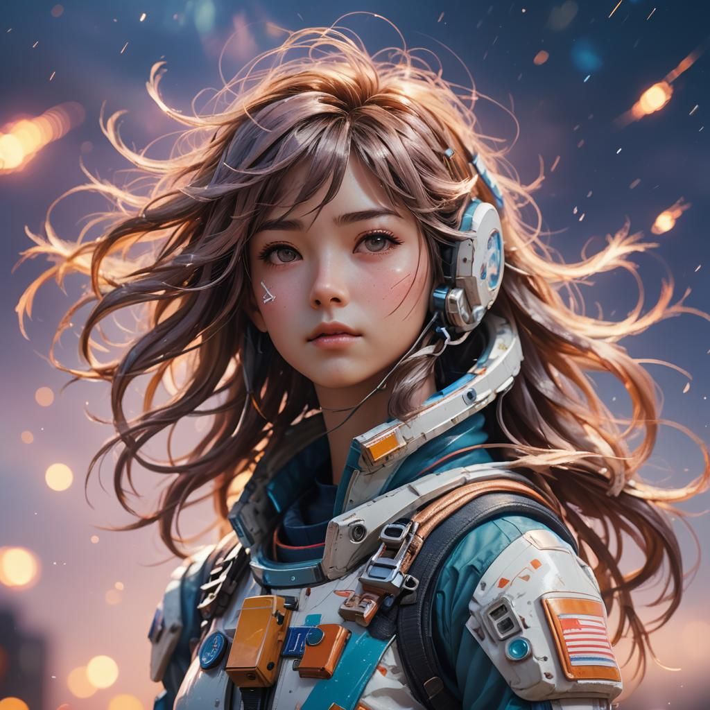 Astronaut Girl in Anime-Inspired 3D Concept Art