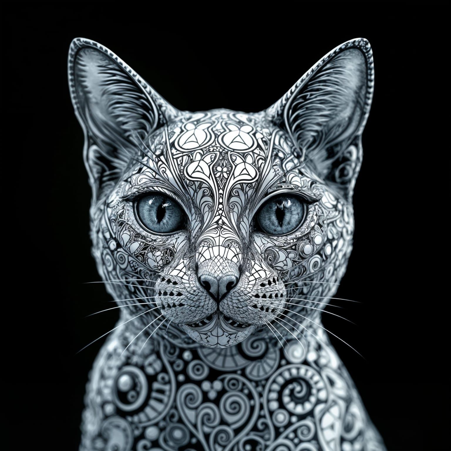 Hyperrealistic Doodle Cat Formed of Mice