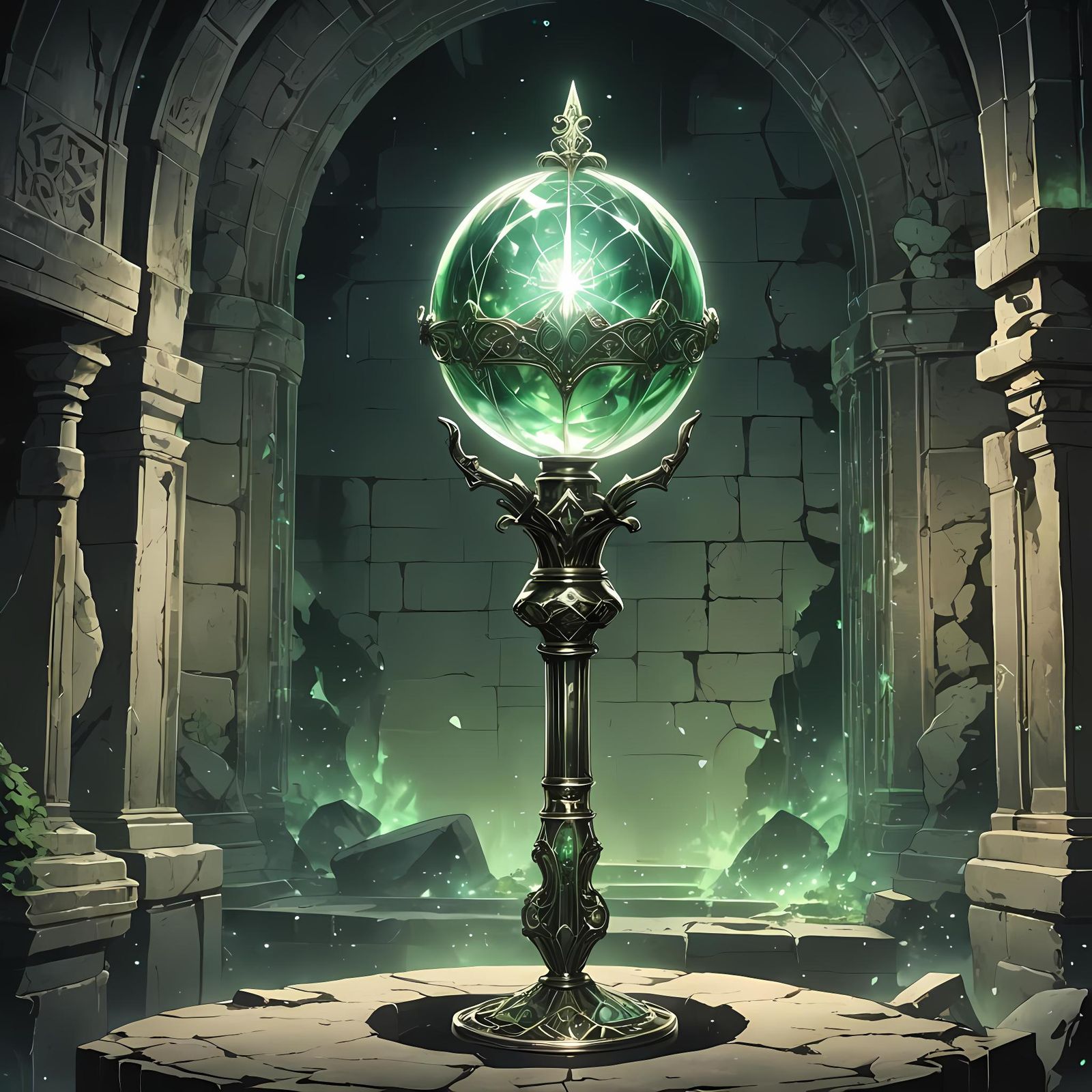 Orb of Light in Ancient Tomb, Anime Style