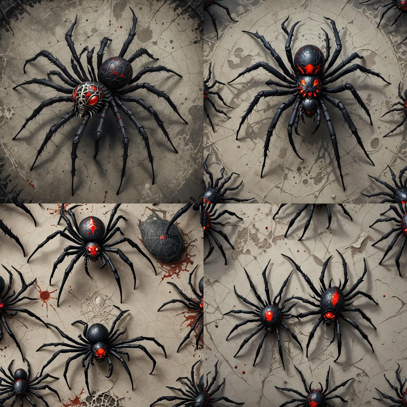 Massive Black Spider with Skull Pattern