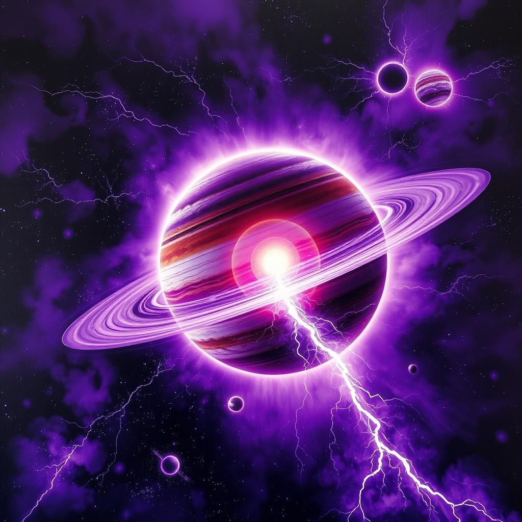 Jupiter and Sun Orbiting a Lightning Storm