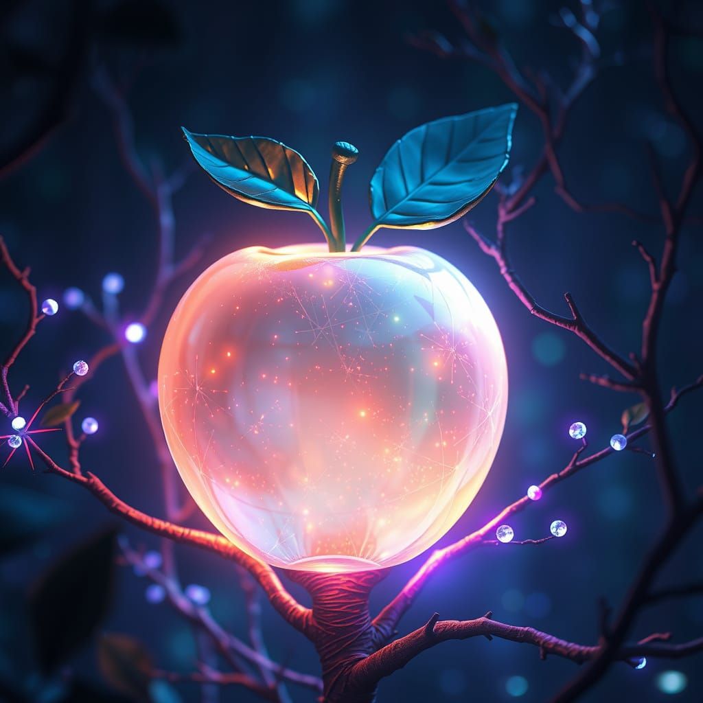 Enchanted Glass Apple Illuminates Nocturnal Forest in Fantas...