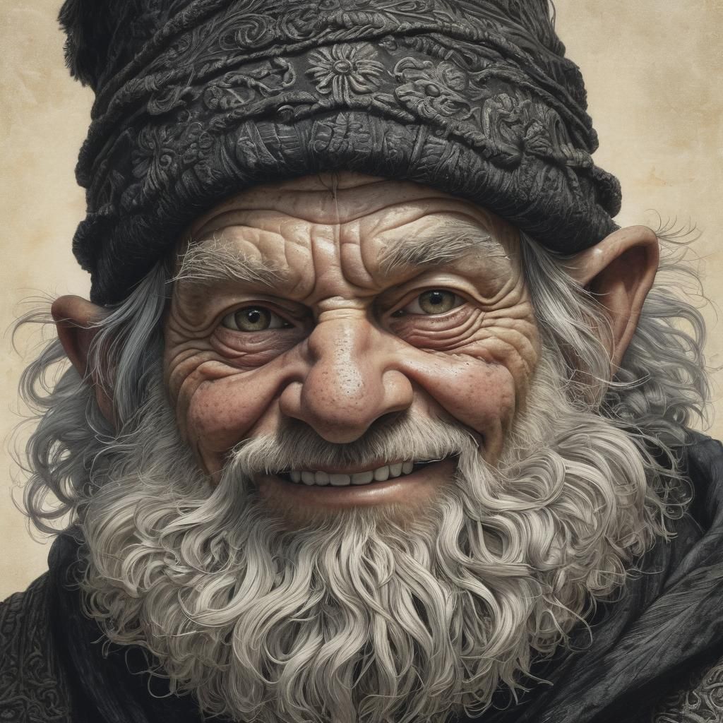 Gnome Cleric Portrait in Baroque Fantasy Style