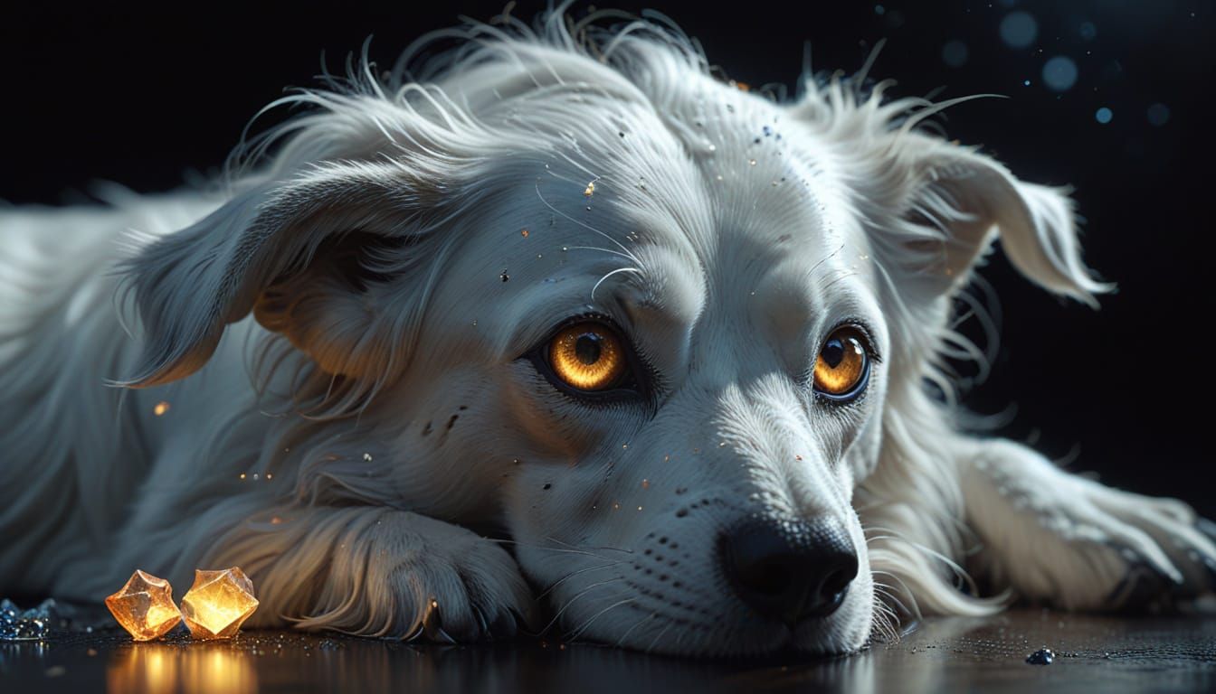 Surreal Puppy Gazes into Mirror Reflecting Wolf, in Dali Sty...